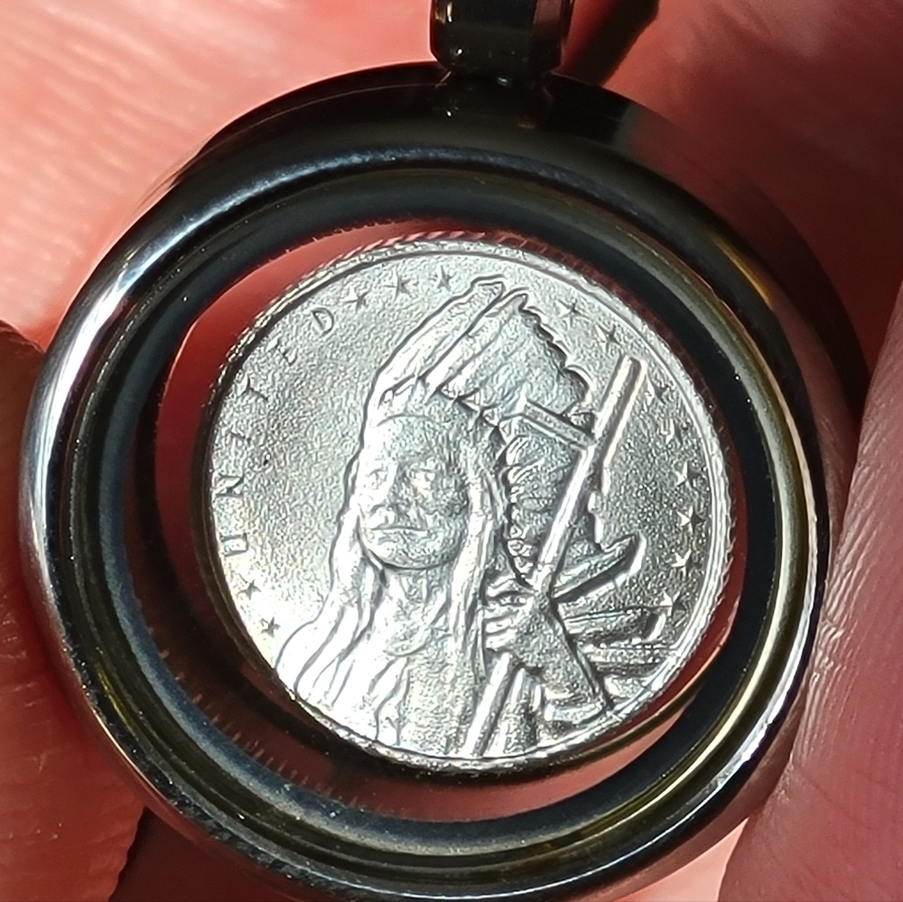 20mm Native American Cheif Pendant - New - Solid 999 Fine Silver